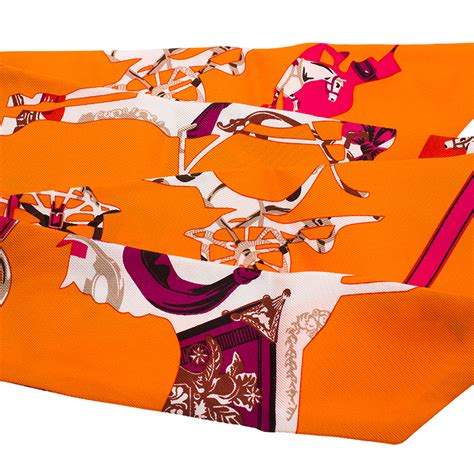 Hermes scarf orange horses